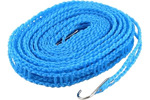 Oblivion Cloth Drying Rope with Hooks Multicolor Strong Elastic Clothes Rope, Kapde Sukhane Ki Rassi, Portable Hanging Laundry Line for Travel, Home & Outdoor (Without Clips Pack of 1)