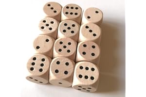 Spieltz Dadi standard in legno per giochi da tavolo, 16 mm, prodotti in Germania, 12 cubi naturali con occhi neri)