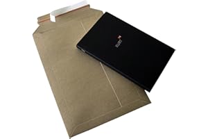 PACKSMART 100 Versandtaschen braun aus Vollpappe Karton DIN A4 - flach: 315x240mm / aufgestellt 280x190x50mm ((Artikel:PS.203)