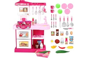 deAO Cuisine Jouet avec Plusieurs Accessoires Inclus (Rose)