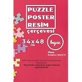 22lik KAHVERENGİ Puzzle Poster Resim &Ccedil;er&ccedil;evesi PVCli Postersiz Resimsiz &Ccedil;er&ccedil;eve (Beyaz, 34x48)