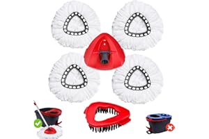 BOWEITI Lot de 4 têtes de Rechange pour Balai à Franges Viled EasyWring 1 Tank - pour Salle de Bain, Cuisine, carrelage, Nettoyage Mural - Blanc - 1 Brosse et 1 Base