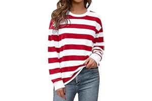 Aottori Sweatshirt Damen Oversized Gestreiftes Farbblock Pullover Langarm Rundhals Langarmshirt Baumwolle Oberteile Locker Elegant Tops Herbst Winter Casual