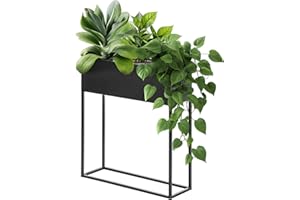 KADAX Szeroka skrzynka na kwiaty z czarnego stalowego pręta, stojak na kwiaty do użytku wewnątrz i na zewnątrz, rabatka kwiatowa, doniczka na kwiaty, uchwyt na kwiaty (wysokość: 70 cm)
