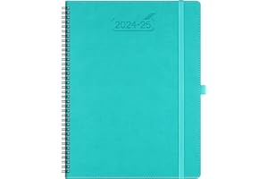 BEZEND Agenda 2024 2025 Semainier Spirale A4 Agenda Scolaire 24 25 Planner A4 | 18 Mois Du juillet. 24 à déc. 25 | Couverture Souple en Cuir PU - Turquoise