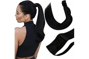 ‎HETTO Hetto Extensions Echthaar Zopf Schwarz Extensions Zopf mit Clip Natürliches Schwarz Gerade Remy Vollkopf Natürliche Invisible Haarverlängerung 80g 50 cm #1