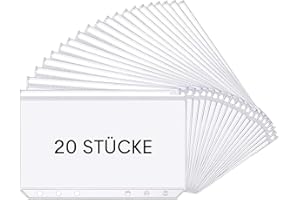 HIMOMO 20 PCS A6 Binder Pockets, 6 Löcher Binder Taschen Reißverschluss Mappe, Wasserdichte Transparente PVC Loseblatttasche, Dokumentenhalter aus Kunststoff mit Reißverschluss, A6-Ordner für Karten Geld