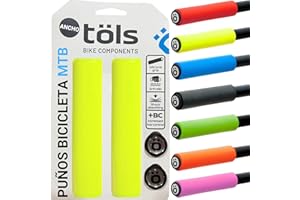 TÖLS BIKE COMPONENTS TÖLS 2 Empuñadura Bicicleta, 130mm | Incluye 2 Mangos Bici y 2 Tapones Puños Bici Universales Manillar Bicicleta | Puños Bicicleta Carretera, Puños BMX, Puños MTB | Puños Silicona Antideslizantes