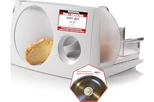 EMERIO Cortadora multiusos, Made in EU, MS-125000, cuchilla de acero inoxidable de Alemania, ajustable de 0 a 17 mm, plegable para ahorrar espacio, con interruptor de seguridad, Eco 100 W