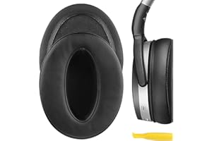 Geekria QuickFit Protein Leather Replacement Ear Pads for Sennheiser HD4.50BT, HD4.50BTNC, HD4.40BT Headphones Ear Cushions, Headset Earpads, Ear Cups Repair Parts (Black)