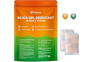 Ciberate 20g x 15 Packungen Silica Gel mit Orangenperlen Feuchtigkeitsanzeige lebensmittelechtem Kieselgel Trockenmittel Beutel Silicagel Feuchtigkeitsabsorber zur Entfernung von Feuchtigkeit