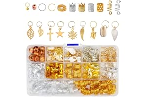 Pilikoll 238 sztuk Pierścionki do włosów Akcesoria do włosów Pierścionki Warkocze Biżuteria Pierścionki Aluminiowa cewka do włosów Dredloki Dredlock Biżuteria Spirale do włosów Klipsy Metalowe