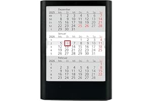 Truento 3-Monats-Tischkalender Standard für 2 Jahre (2026 & 2027) - Kunststoff - schwarz