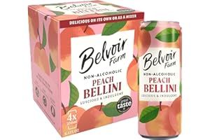 Belvoir Farm - Non-Alcoholic Peach Bellini, Luscious and Indulgent, 100% Natural Peach & Grapes, Crafted with Nature, Gluten Free, Suitable for Vegetarians & Vegans 12x250ml
