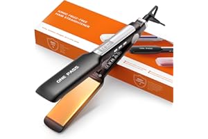 Faszin Professional Hair Straighteners, 42mm Wide-Plate Titanium Negative Ion Flat Iron, 30s Rapid Heating, Real-time Temperature Display, 11 Adjustable Temperature Levels (130-230℃)-Black