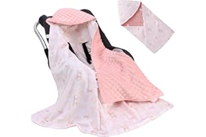 WIYETY Copertina per ovetto, in cotone, reversibile, universale, double face, per passeggino, passeggino, seggiolino auto, colore rosa, 90 x 90 cm