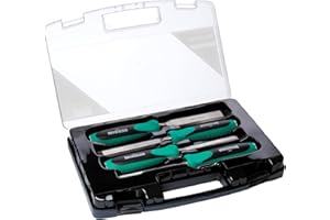Set di 4 scalpelli da legno in acciaio Q50 inossidabile 8, 12, 20, 26 mm con pratica valigetta WIESEMANN 1893 I serie ENSURE I 81291