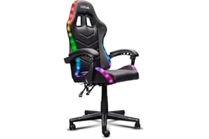 TRUST GAMING GXTrust 704 Roniq Sedia da Gaming RGB con 178 Colori ed Effetti, Poltrona per Ufficio con Luci a LED, Regolabile in Altezza, Reclinabile, Videogiochi, Nero