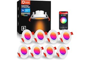 Faretti Led Incasso Cartongesso Wifi 5W -Lumary Faretti da Incasso Musica Faretti Led Girevole Faretti da Incasso App Controllo Multi Colore Dimmerabile,Pertain Alexa Google Home-8pcs