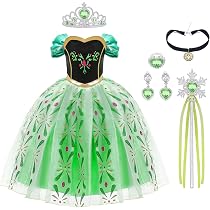 Elsa Prinzessin Kostüm Set Für Mädchen – 11-teilig Mit Kleid, Krone, Zauberstab & Accessoires, Für Karneval, Halloween & Geburtstag