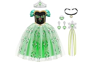 URAQT Kostium Elsy, Sukienka Elsy Anna Z RóżDżKą I Koroną, Kostium KsiężNiczki Dla DziewcząT, Przebranie Dla Dziewczynek Urodziny Halloween BożE Narodzenie Cosplay