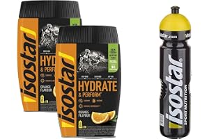 Isostar Hydrate & Perform – Orange – 2 x 400 g pulver isotonisk + gratis vattenflaska