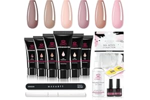 ‎MAKARTT Makartt Poly Nail Gel Farben: 6 Poly Nagelverlängerung Gel Nude 15ml Poly Nagel Gel Starter Set mit Slip Solution