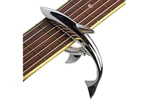 MINGZE Gitarre Kapodaster, Shark Capo Zinklegierung für Akustikgitarre E-Gitarre Westerngitarre Ukulele 4, 6, 12 Saiten, Festhalten, Weiche Auflage, Haifisch-Design (schwarz)