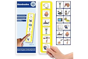 AUTISM SUPPLIES AND DEVELOPMENTS Abendroutine Kinder Autismus/ADHS Hilfsmittel – Tagesplaner Kinder Routine mit 12 Karten – Hochwertige Langlebige Visuelle Strukturierte Tagesende