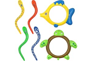 RAYNEAY Diving Ring Toys for Pool, 6 Pack Kids Dive Rings Snake Swimming Toys, Underwater Pool Training Diving Game Sinkers for Swimming Pool Summer Water Party