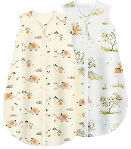 Sterntaler Schlafsack 110cm Giraffe & Löwe – Leichter Musselin mit Feinfrottee-Futter – Zwei-Wege-Reißverschluss & Kabelöffnung in der Seitennaht- 1,00 TOG – Baby und Kleinkind Schlafsack, Ocker Baby