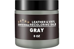 STARTSO WORLD Kit de Rénovation pour Cuir 200ml, Teinture Cuir Gris pour Meubles, Canapés, Sièges d'Auto - Teinture et Peinture pour Cuir Éraflé et Décoloré