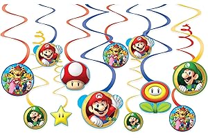 AMSCAN (PKT) Super Mario Swirl Decorations (12 pk)