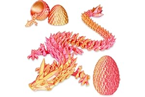 BALKWAN Surprise Dragon Egg with Dragon Inside – Gifts for Kids and Adults, 3D Printed Fidget Toy, Ideal for Christmas, Easter, Birthdays, Fun Desk Décor and Stress Relief(Orange Red, Medium)