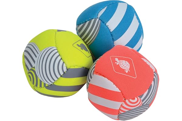 Schildkröt Neopren Fun, 3 minibollar att sparka, kasta, fånga, jonglera, Ø 5 cm, dubbelväggiga, fyllda med plastgranulat, gul-blå-flamingo, 970145, en storlek passar alla