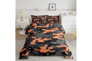 LOUSSIESD Set di biancheria da letto mimetica militare Camo Down Comforter Comforter arancione nero grigio trapunta set collezione camera da letto 2 pezzi di singole