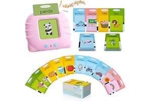 MINIBEAR Talking Flash Cards Kids' Electronic Speak Toys Autistic Children Educational Toys Preschool Montessori Toys Sensory Toys Learning Toys for 2 3 4 Years Old Girls English Learning Tools