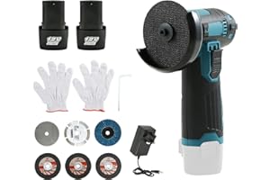 CUPEOHOME 12V Mini Cordless Angle Grinder with 6 Cutting Discs and 2pcs Batteries, 19500RPM, Battery Powered 76mm Mini Angle Grinder Tool for Cutting Polishing and Sharpening