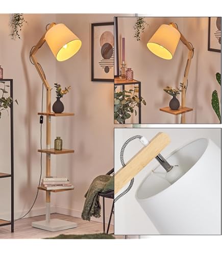 Hauteur 145cm Lampadaire Lightbox Design - Interrupteur Au Pied - 145cm - Blanc Luminaire Métal Papier