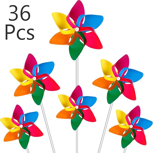 Hestya Plastic Rainbow Pinwheel Party Pinwheels Diy Lawn Windmill Set For Teenagers Toy Garden Party Lawn Decor 36 Multicolor B Amazon Co Uk Garden Outdoors