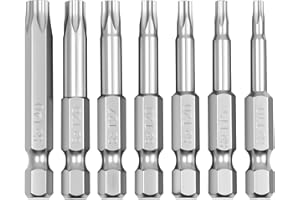 DOZYLIVE 7 Piezas de Puntas Torx Magnéticas 5 Puntos T10-T40 con Vástago Hexagonal de 1/4", 2" de Longitud, Destornillador T8 T10 T15 T20 T25 T27 T30 T40 de Seguridad para Herramientas Eléctricas