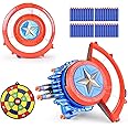 Moonmen Nerf Gun for Shield Dart-Blasting Toys for Guns-Toys for Superhero 6 7 8 9+ Year Old Boys,Kids Roleplay Toy with Lights, with 20 Darts (Red)