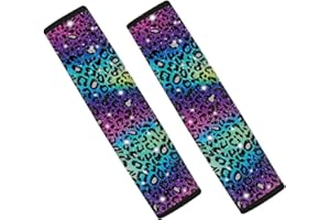 Showudesigns Rainbow Leopard Car Seat Belt Shoulder Pad Cover Universal Fit Car Accessories Colorful Cheetah Seatbelt Covers for Adults Kids Suitable Backpack 2 Pack
