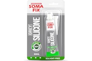PROFESSIONAL SOMA FIX Silicone Sealant - Flexible Silicone Tube for Wood, Parquet, Bathroom, Sink, Windows - Multi-Purpose, Waterproof (Grey, 50ml)