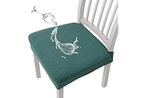 KELUINA Coprisedili per sedie Impermeabili in Jacquard con Reticolo Elasticizzato 1/2/4/6 Pezzi Coprisedie per sedie da Pranzo Coprisedie per Cucina (Verde Scuro,6 PCS)