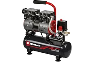 Einhell Compresseur à air silencieux TE-AC 6 Silent (550W, Cuve de 6 L, Pression 8bar, Débit d'aspiration 110l/min, Moteur sans huile, Réducteur de pression)