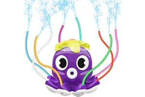 WEGREECO Octopus Wassersprühsprinkler für Kinder, Spielzeug für draußen Wackelröhren, Wasserspielzeug für Wasserspiele, Garten-Spinnsprinklerspielzeug für Kleinkinder von Jahren, Jungen und Mädchen (Lila)