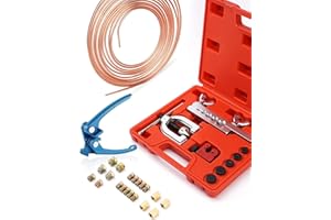 Venussar Kit d'évasement Double et Simple pour Conduite de Frein | 7 m de câble de Frein Ø 4,75 mm en Acier en kit (16 raccords + 4 connecteurs) | Cintreuse Tube cuivre | Kit de conduites de Frein