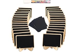 NANXJIUR 20 Pack Mini Chalkboard Signs with Support Easels, Small Wooden Chalkboard Labels Rectangle Blackboard, Food Signs for Table Numbers, Weddings Signs, Message Board Signs and Event Decoration
