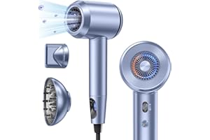 llano Sèche Cheveux Ionique Sèche-Cheveux Professionnel avec Diffuseur 1800W Flux 19m/s, 100 Millions d'ions Négatifs, 5 Réglages de Chaleur et 2 Vitesses (Bleu)